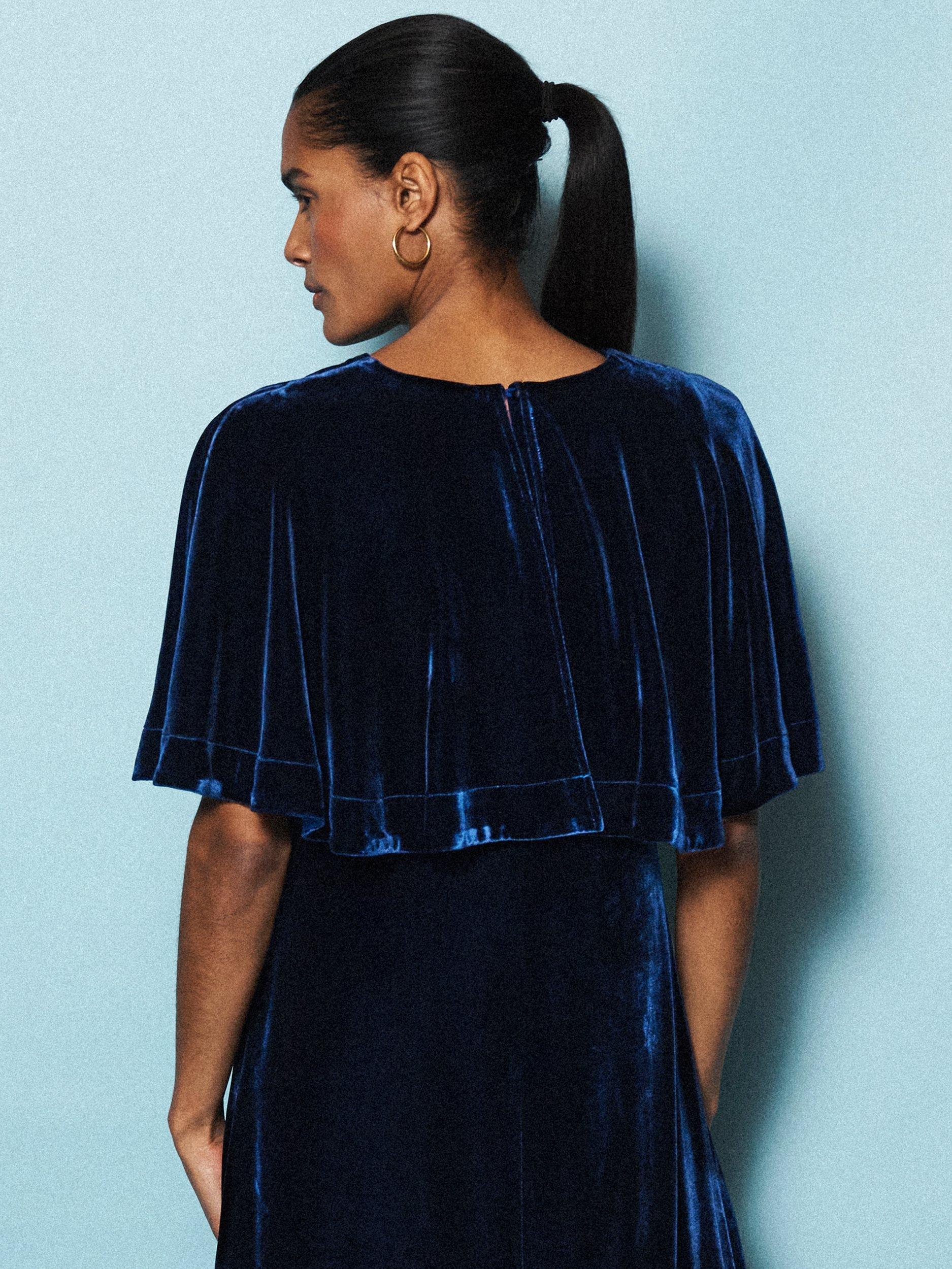 Product image 6 of 9, which shows NRBY Kennedy Cape Velvet Dress, Midnight, XS