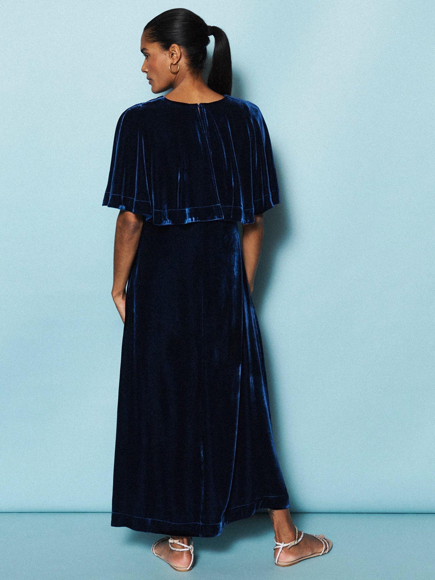 Product image 8 of 9, which shows NRBY Kennedy Cape Velvet Dress, Midnight, XS