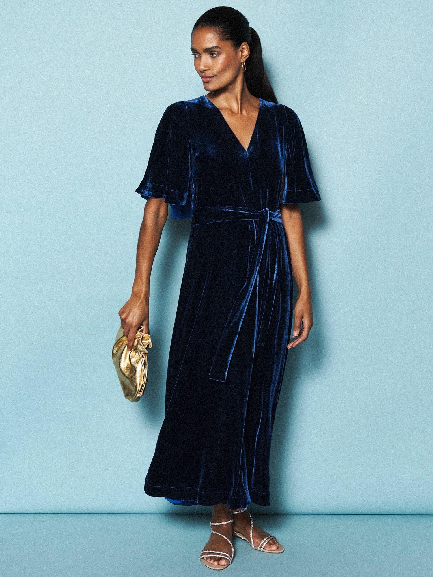 Product image 9 of 9, which shows NRBY Kennedy Cape Velvet Dress, Midnight, XS