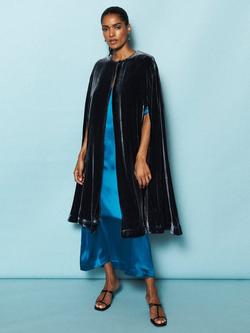 NRBY Marion Long Velvet Cape, Carbon, Carbon