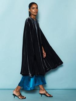 NRBY Marion Long Velvet Cape, Carbon - view 2, Carbon