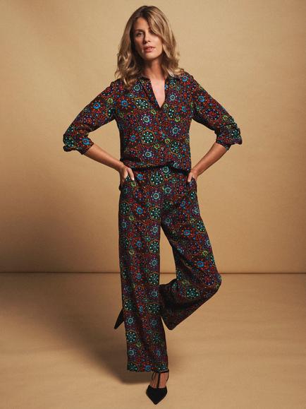 NRBY Chiara Kaleidoscope Pure Silk Shirt, Multi, Multi