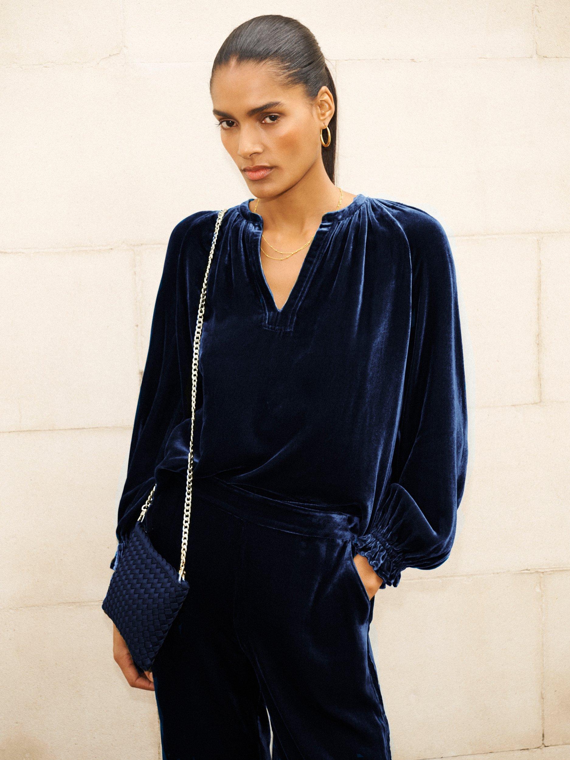 Product image 4 of 8, which shows NRBY Nikki Velvet Top, Midnight, XS