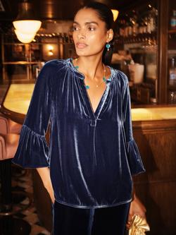 NRBY Ophelia Velvet Top, Denim Blue