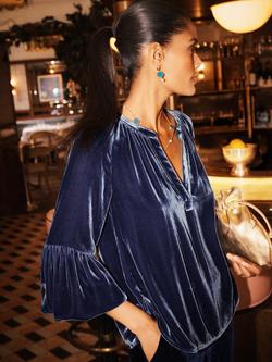 NRBY Ophelia Velvet Top - view 2, Denim Blue