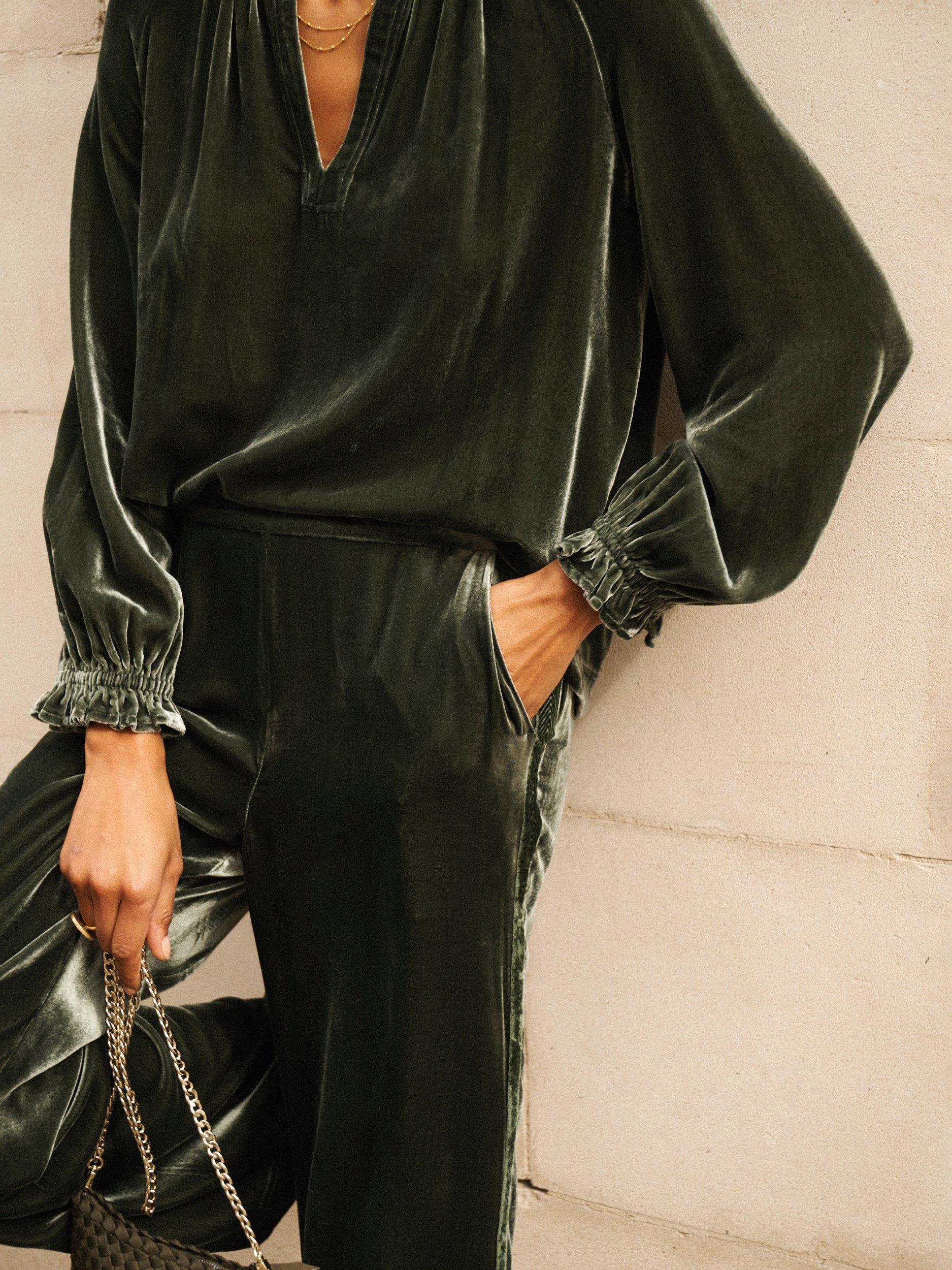 Product image 3 of 7, which shows NRBY Nikki Velvet Top, Khaki, L