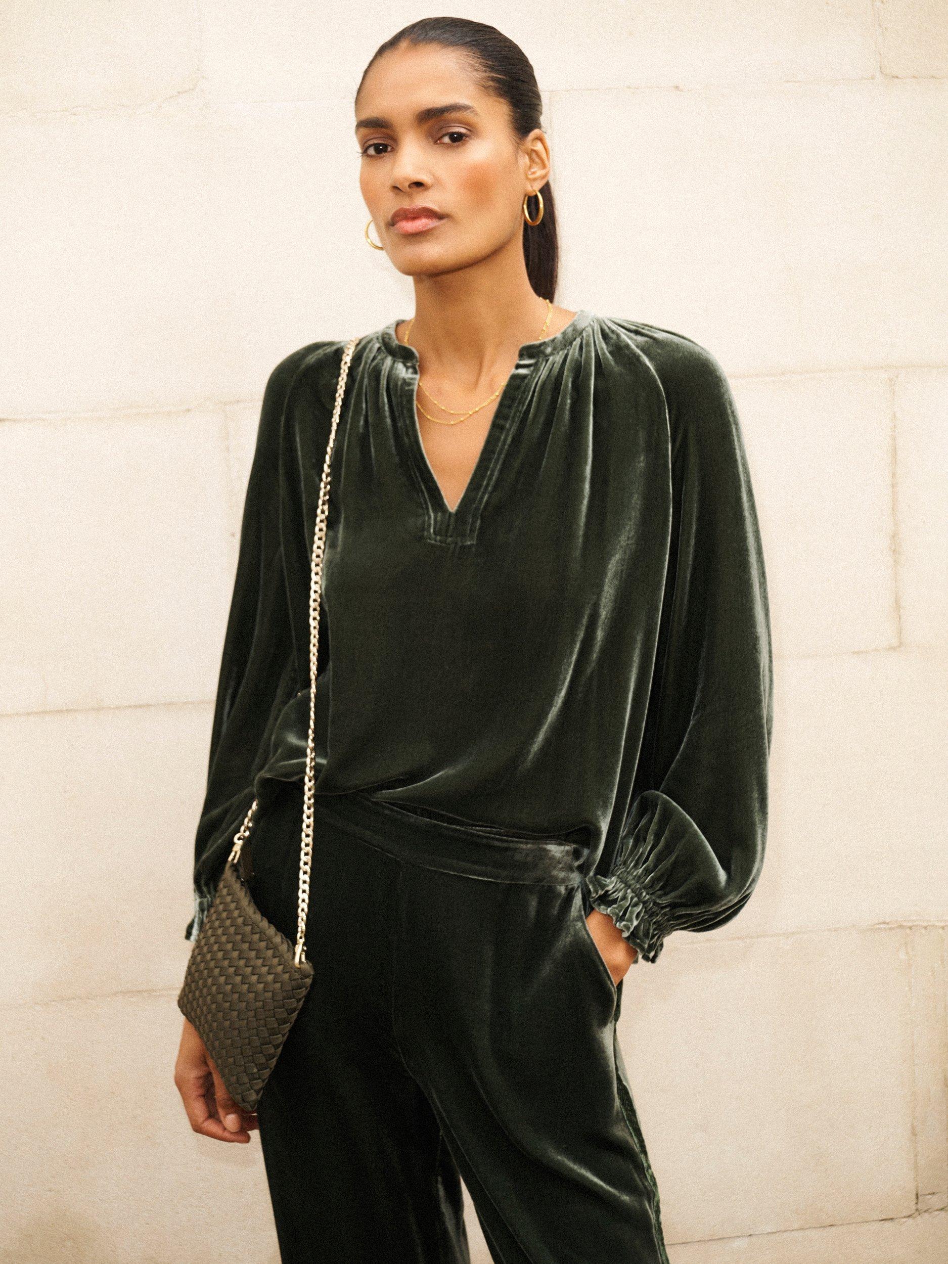 Product image 5 of 7, which shows NRBY Nikki Velvet Top, Khaki, L