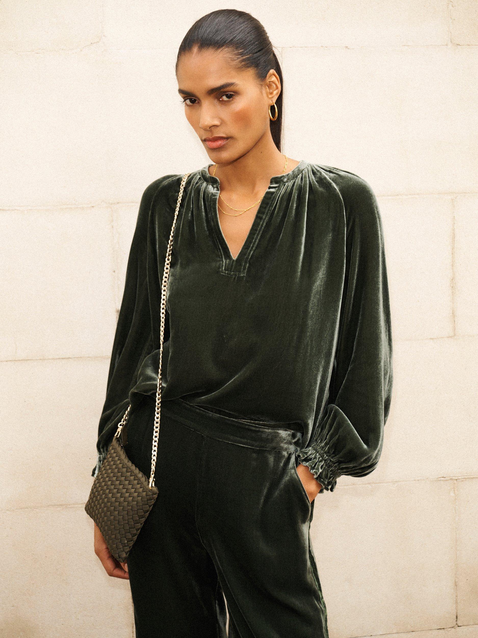 Product image 6 of 7, which shows NRBY Nikki Velvet Top, Khaki, L