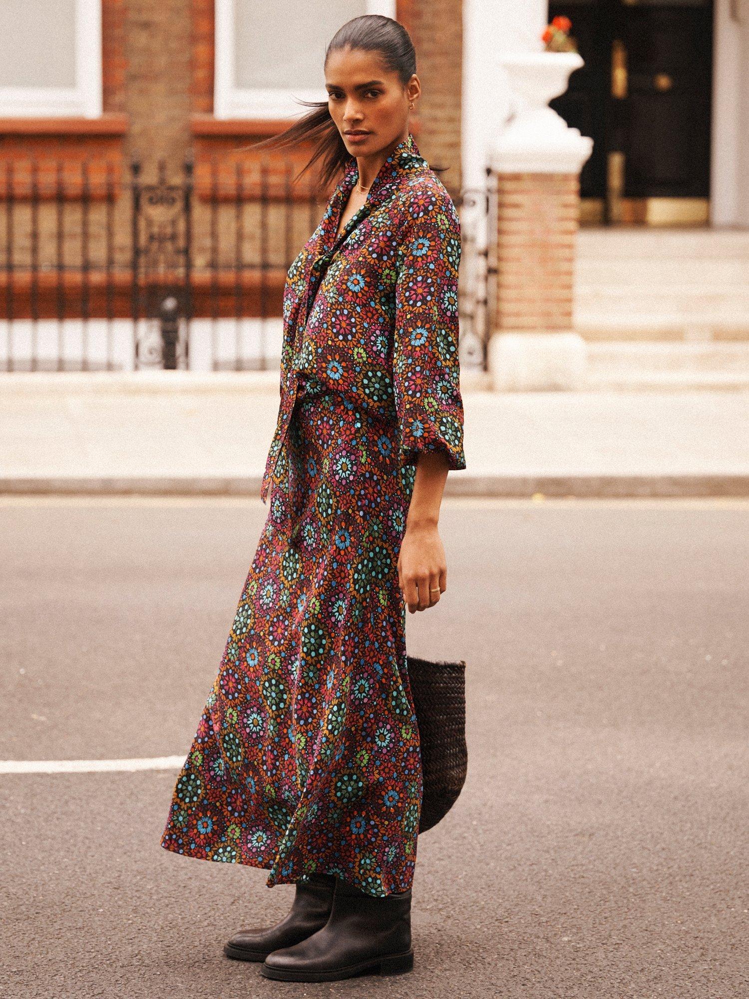 Product image 2 of 6, which shows NRBY Tabby Kaleidoscope Pure Silk Skirt, Multi, XS