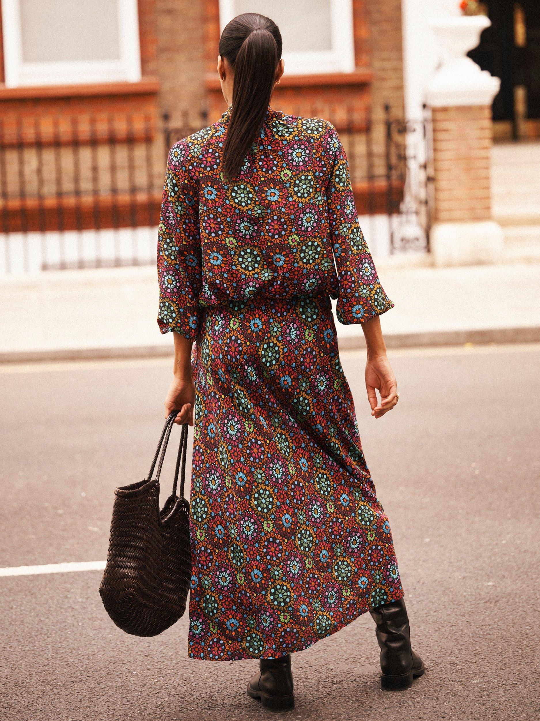 Product image 5 of 6, which shows NRBY Tabby Kaleidoscope Pure Silk Skirt, Multi, XS