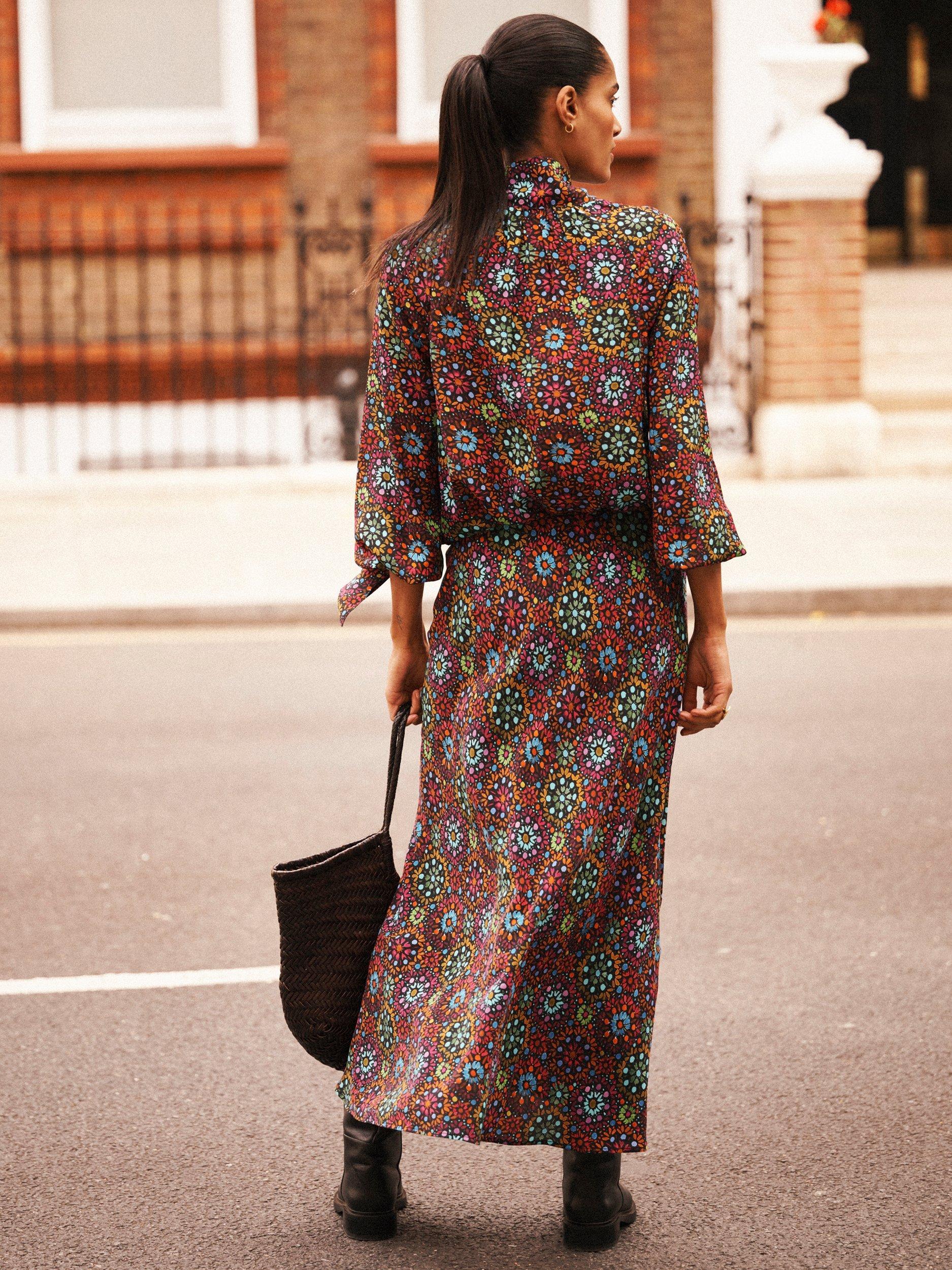 Product image 6 of 6, which shows NRBY Tabby Kaleidoscope Pure Silk Skirt, Multi, XS