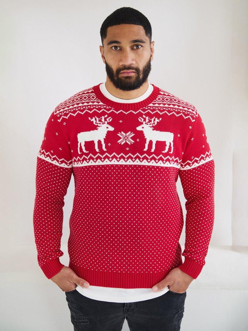 The Little Tailor Mens Fairisle Christmas Jumper, Red