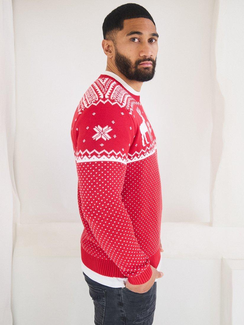 The Little Tailor Mens Fairisle Christmas Jumper, Red