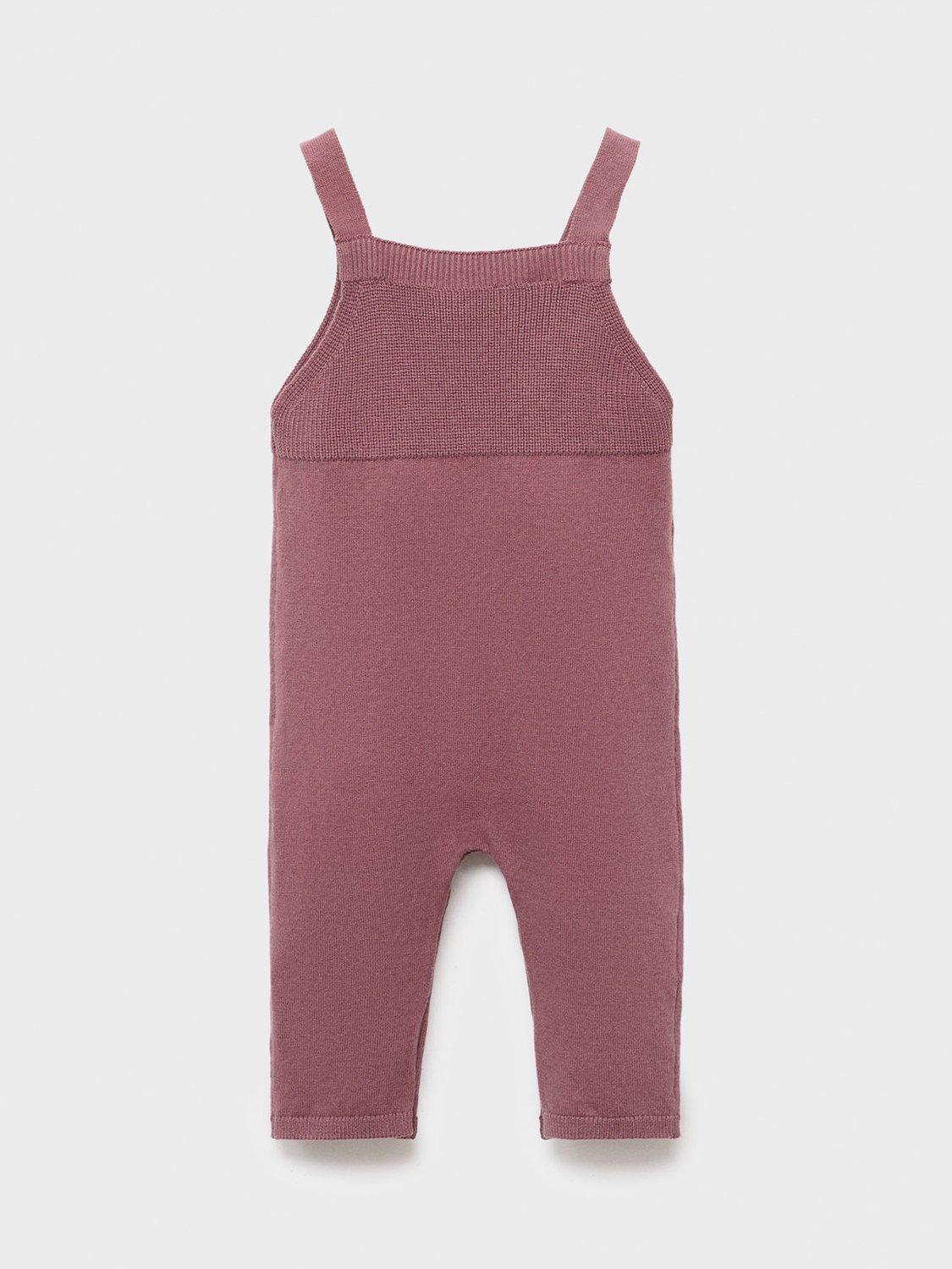 Product image 2 of 4, which shows Mango Baby Aguada Cotton Blend Dungarees, Dark Red, 1-3 months