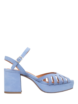 Esska Cristi Suede Block Heel Strappy Sandals, Blue, Blue