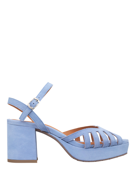 Esska Cristi Suede Block Heel Strappy Sandals, Blue, Blue