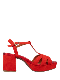 Esska Charlie T-Bar Sandals, Red, Red