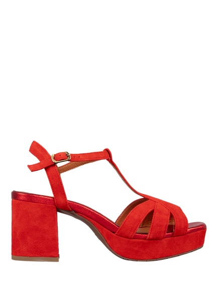 Esska Charlie T-Bar Sandals, Red, Red