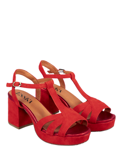 Esska Charlie T-Bar Sandals, Red - view 2, Red