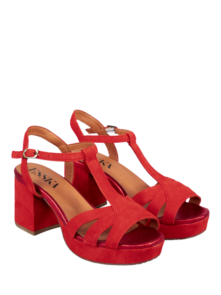 Esska Charlie T-Bar Sandals, Red - view 2, Red