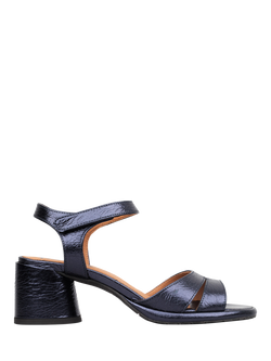 Esska Olivia Leather Block Heel Strappy Sandals, Navy, Navy