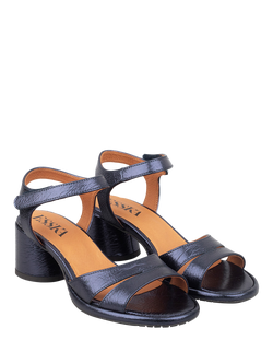 Esska Olivia Leather Block Heel Strappy Sandals, Navy - view 2, Navy