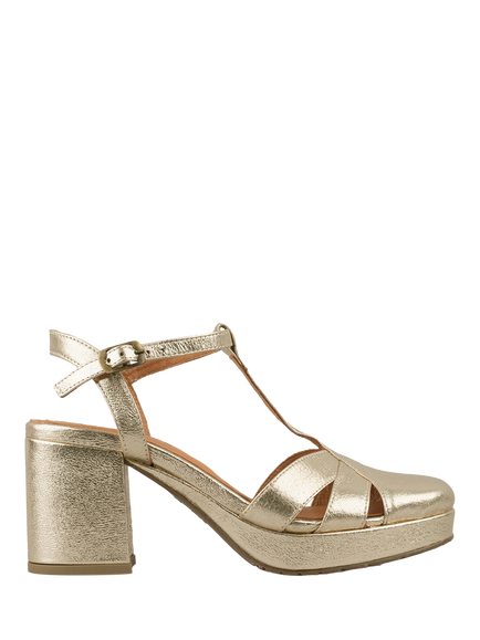 Esska Celeste Leather Block Heel Platform Sandals, Champagne, Champagne