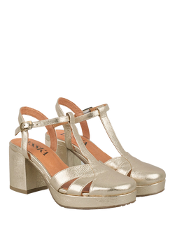 Esska Celeste Leather Block Heel Platform Sandals, Champagne - view 2, Champagne