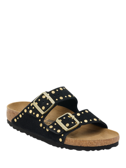 Birkenstock Arizona Rivet Suede Sandals, Black - view 2, Black