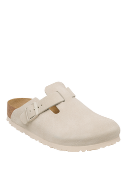Birkenstock Boston Buckle Suede Clogs, Oyster - view 2, Oyster