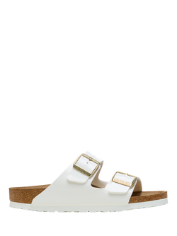 Birkenstock Arizona Birko-Flor Two Strap Patent Sandals, White, White