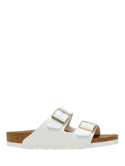 Birkenstock Arizona Birko-Flor Two Strap Patent Sandals, White, White
