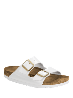 Birkenstock Arizona Birko-Flor Two Strap Patent Sandals, White - view 2, White