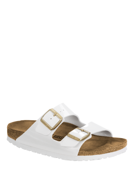 Birkenstock Arizona Birko-Flor Two Strap Patent Sandals, White - view 2, White