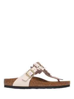 Birkenstock Gizeh Flower Embellishment Leather Thong Sandals, Rose, Narrow Fit, Rose