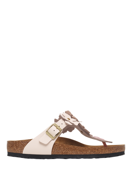 Birkenstock Gizeh Flower Embellishment Leather Thong Sandals, Rose, Narrow Fit, Rose