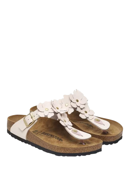 Birkenstock Gizeh Flower Embellishment Leather Thong Sandals, Rose, Narrow Fit - view 2, Rose