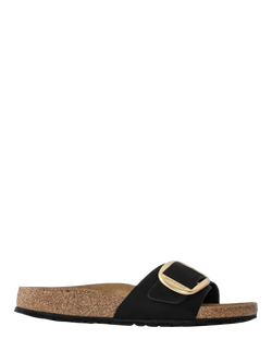 Birkenstock Madrid Leather Big Buckle Sandals, Black, Black
