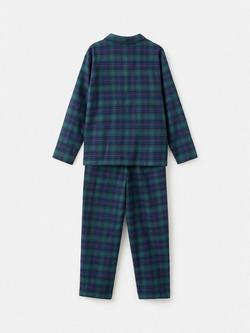 Mango Kids' Pure Cotton Long Sleeved Checked Pyjama Set, Green - view 2, Green