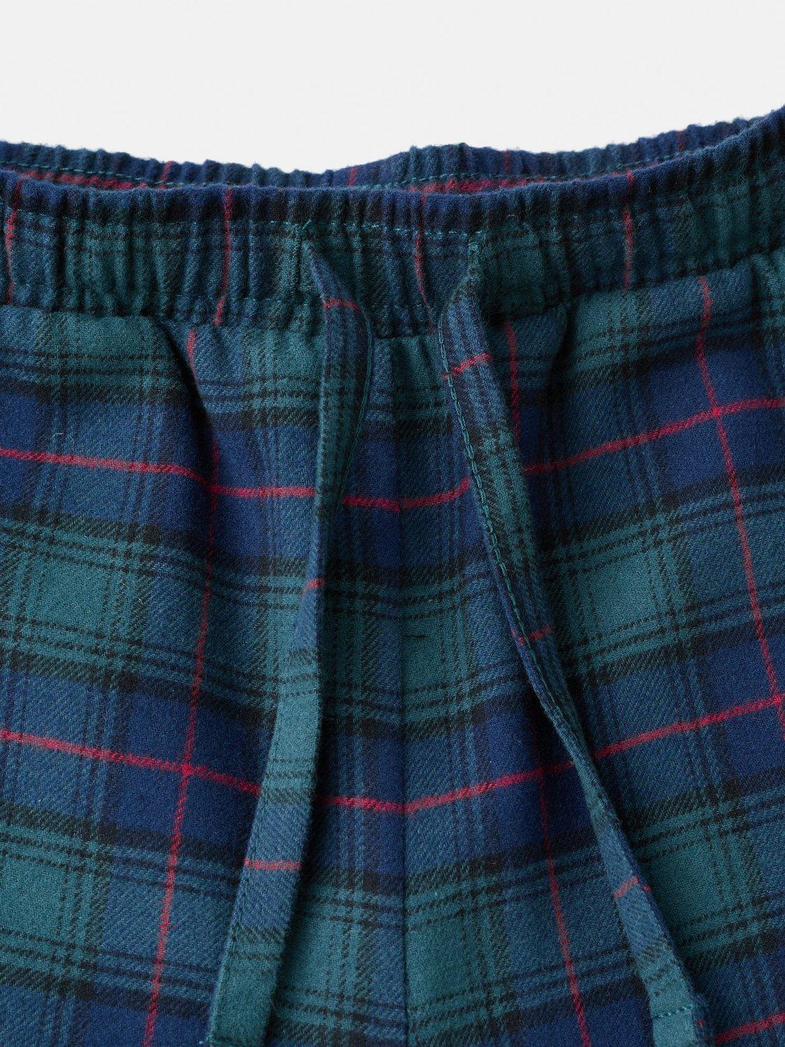 Product image 3 of 4, which shows Mango Kids' Pure Cotton Long Sleeved Checked Pyjama Set, Green, 11-12 years