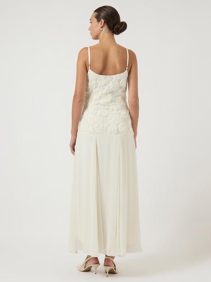 YAS Feodora Floral Textured Wedding Dress, White - view 2, White