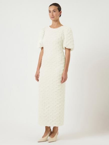 YAS Miamaja Textured Wedding Dress, White - view 2, White