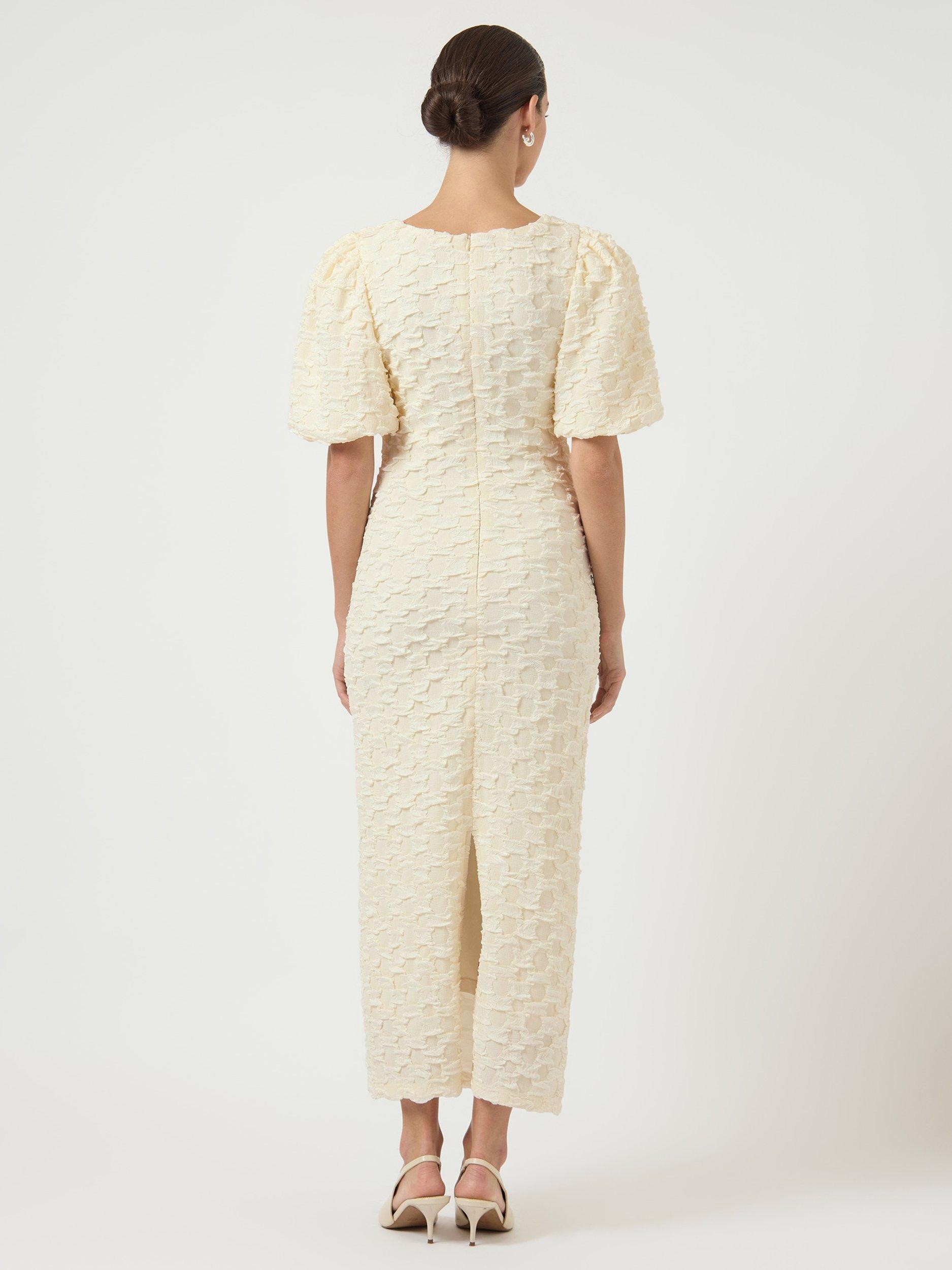 Product image 4 of 6, which shows YAS Miamaja Textured Wedding Dress, White, 6