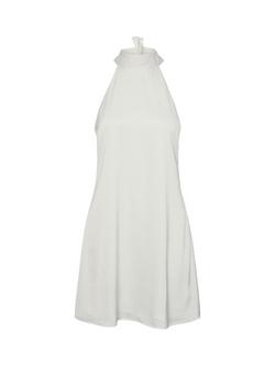 YAS Dottea Halterneck Mini Wedding Dress, White - view 2, White