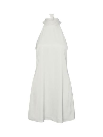 YAS Dottea Halterneck Mini Wedding Dress, White - view 2, White
