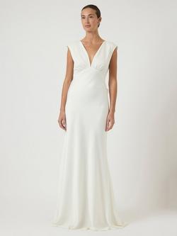 YAS Dottea Bow Back Wedding Dress, White, White