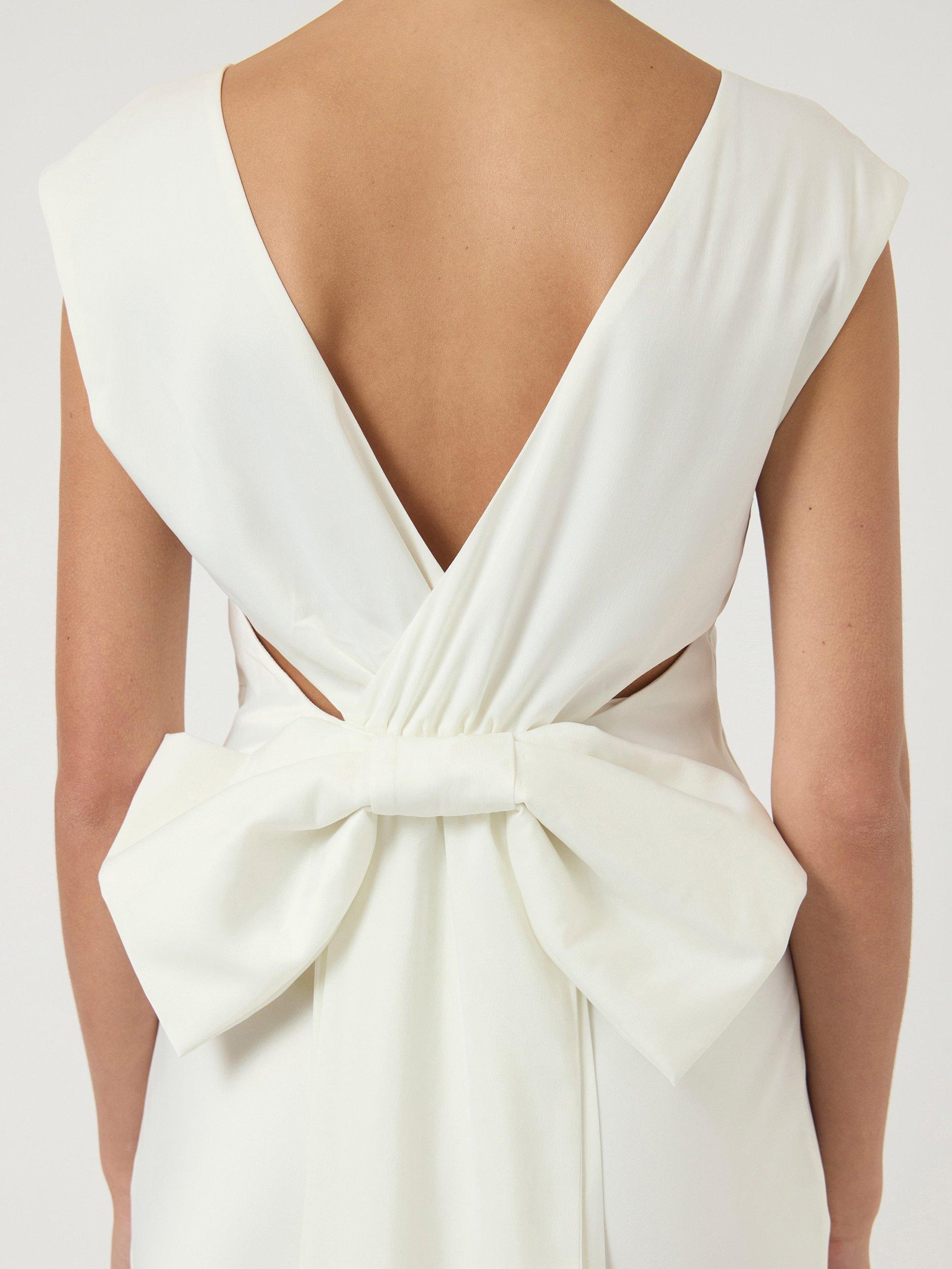 Product image 4 of 7, which shows YAS Dottea Bow Back Wedding Dress, White, 6