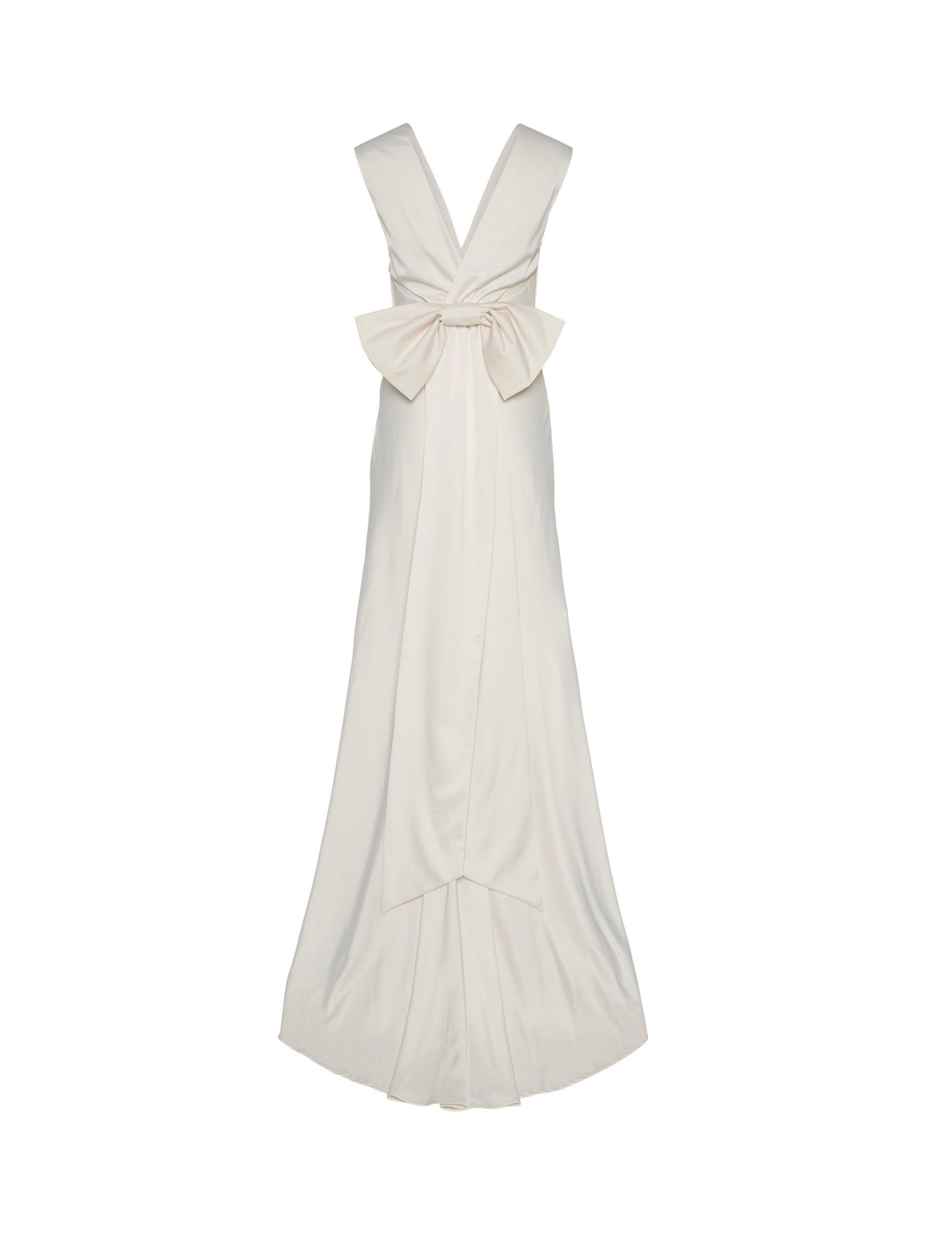 Product image 7 of 7, which shows YAS Dottea Bow Back Wedding Dress, White, 6