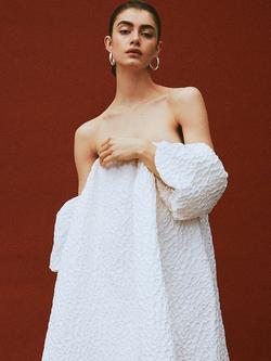 YAS Rinea Textured Wedding Dress, White - view 2, White