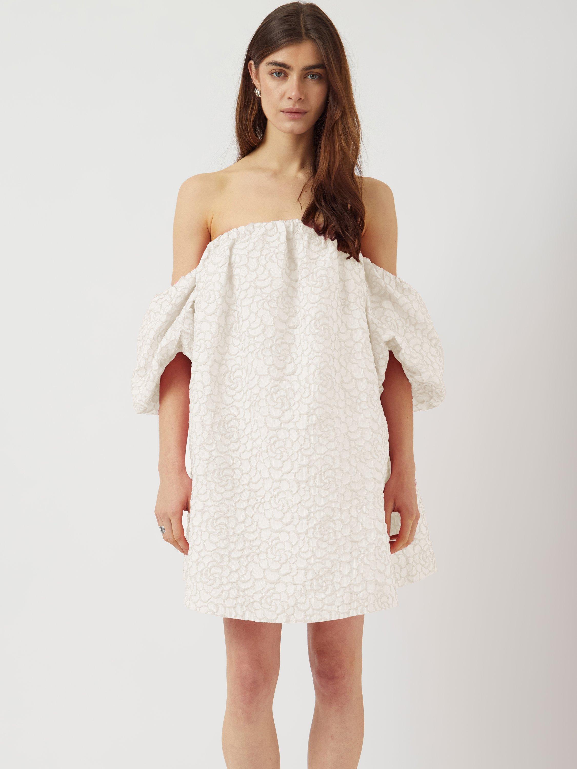 Product image 4 of 5, which shows YAS Rinea Textured Wedding Dress, White, 6